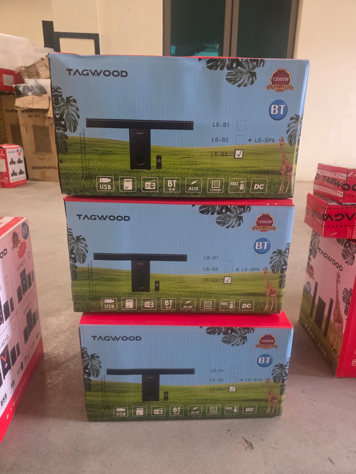 Tagwood 12000W 2.1CH Multimedia Bluetooth Woofer Speaker System Subwoofer Soundbar BT 6.0 /USB/SD/FM AC/DC System Sound bar with Remote Control S3 Speaker bass Sound Bar