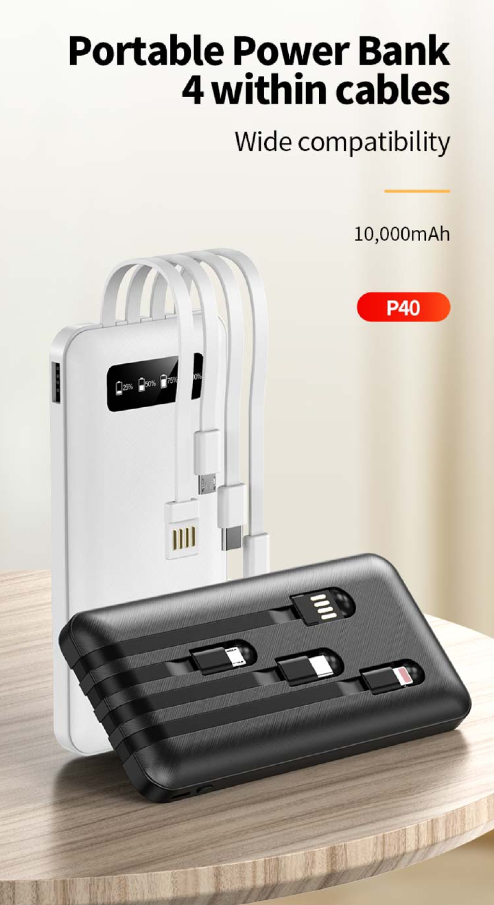 Excellent Power Bank 20000mAh 12000mAh & 10000 Cable Charger PowerBank Charging Cables For ALL Phones Supports FAST Charging High Power Capacity; 20,000mAh Best for travellers and heavy phone
