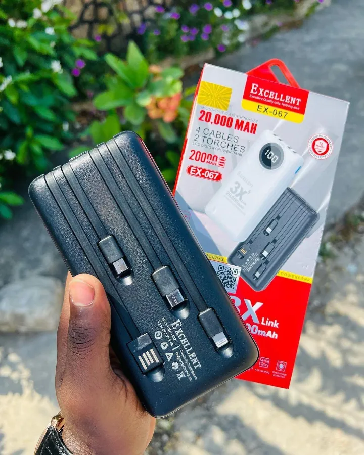 Excellent Power Bank 20000mAh 12000mAh & 10000 Cable Charger PowerBank Charging Cables For ALL Phones Supports FAST Charging High Power Capacity; 20,000mAh Best for travellers and heavy phone
