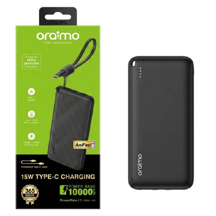 Oraimo Power Bank  30000mAh 27000mAh 10000mAh 15W Fast Charging Type-C Port Portable External Battery for Smartphones Smart Phones Tablets Laptops & Accessories Multi-Layer Protection Slim  PowerBank