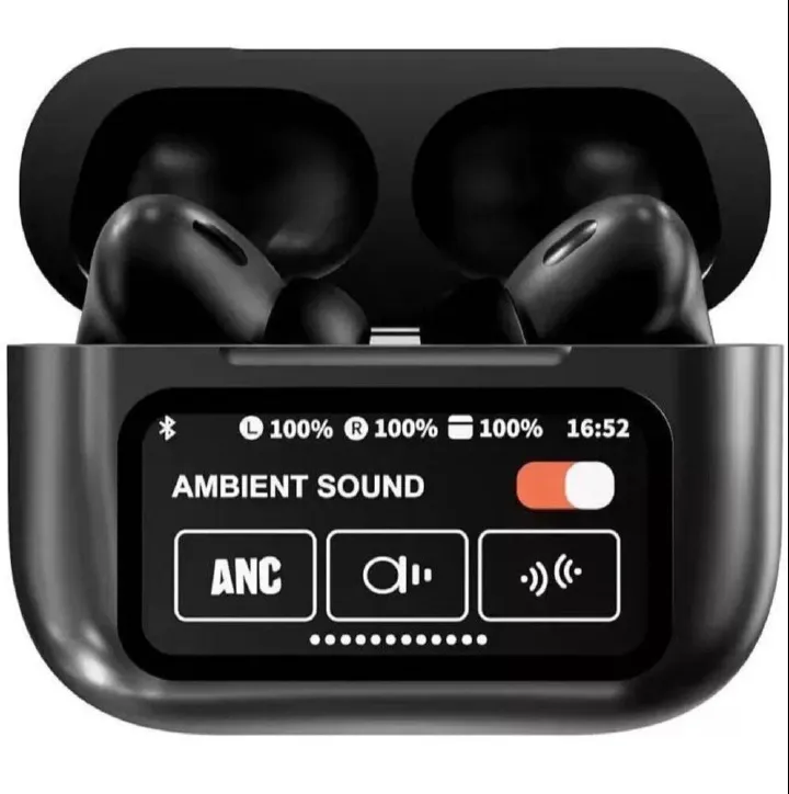 Original A9 Pro LED  Touchscreen Earpods ANC/ENC Wireless Earbuds Bluetooth 5.3 Earphones App Noise-canceling Earpods Call Headphones Waterproof Sports Gaming Touch Screen Headset