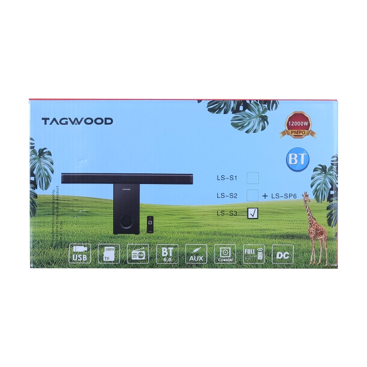 Tagwood 12000W 2.1CH Multimedia Bluetooth Woofer Speaker System Subwoofer Soundbar BT 6.0 /USB/SD/FM AC/DC System Sound bar with Remote Control S3 Speaker bass Sound Bar