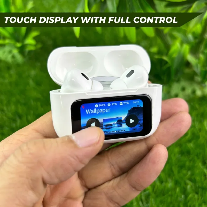 Original A9 Pro LED  Touchscreen Earpods ANC/ENC Wireless Earbuds Bluetooth 5.3 Earphones App Noise-canceling Earpods Call Headphones Waterproof Sports Gaming Touch Screen Headset