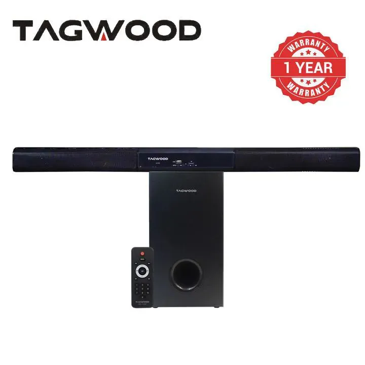 Tagwood 12000W 2.1CH Multimedia Bluetooth Woofer Speaker System Subwoofer Soundbar BT/USB/SD/FM AC/DC System Soundbar with Remote Control S2 Speaker bass Soundbar system Sound bar system