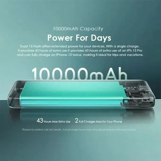Oraimo Power Bank  30000mAh 27000mAh 10000mAh 15W Fast Charging Type-C Port Portable External Battery for Smartphones Smart Phones Tablets Laptops & Accessories Multi-Layer Protection Slim  PowerBank