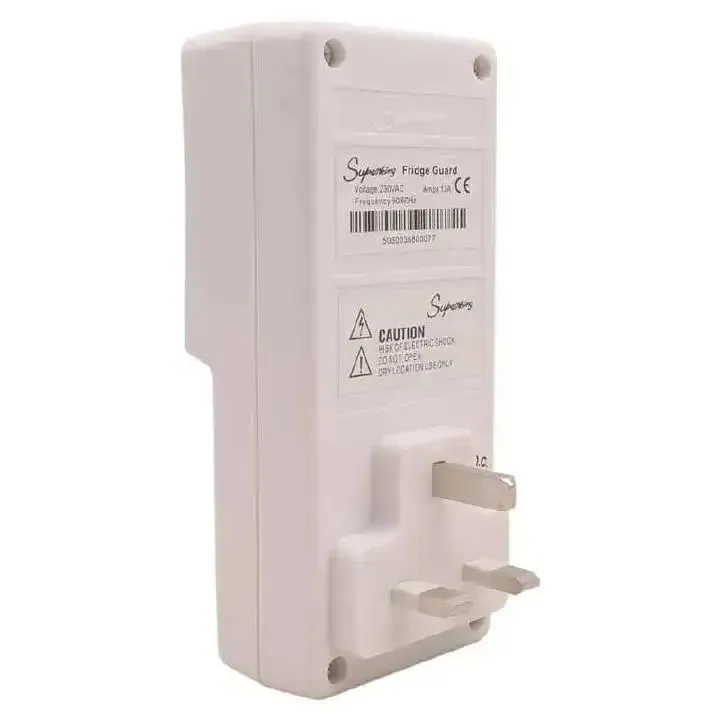 Fridge Guard 13A – Refrigerator Surge Protector & Voltage Stabilizer Against Power Surges and Fluctuations Freezer Guard White Fridge Guard Protector