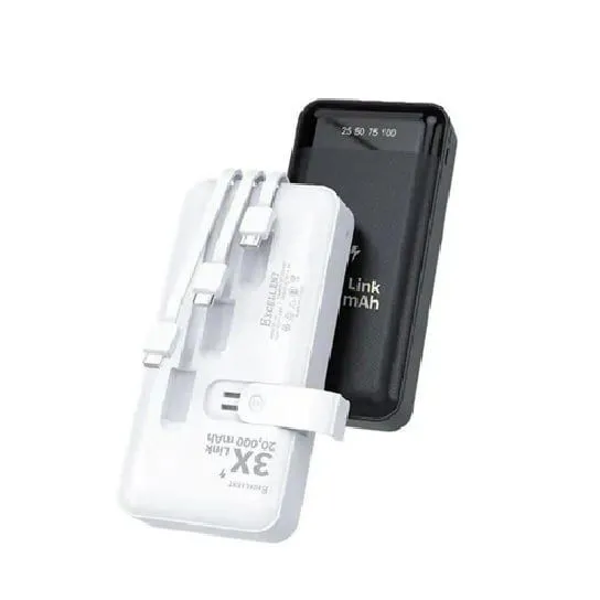 Excellent Power Bank 20000mAh 12000mAh & 10000 Cable Charger PowerBank Charging Cables For ALL Phones Supports FAST Charging High Power Capacity; 20,000mAh Best for travellers and heavy phone