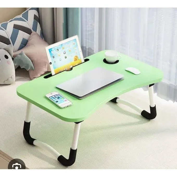 Multi-purpose foldable portable laptop desk study table with tablet slot and drink slot 60x40x27cm Lightweight and adjustable for Home Office and Bed use