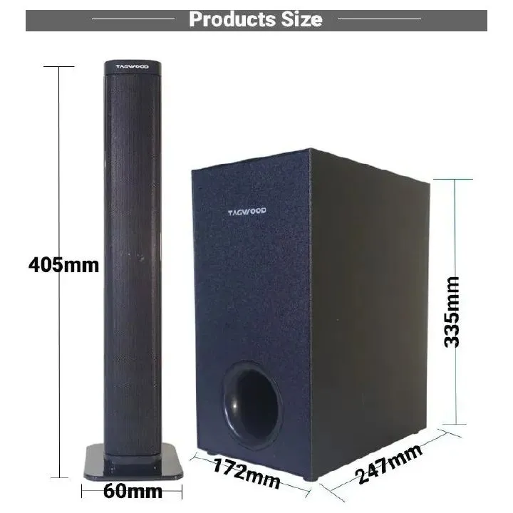 Tagwood 7500W 2.1CH Multimedia Bluetooth Woofer Speaker System Subwoofer Soundbar Sound Bar BT/USB/SD/FM Subwoofer Home Audilo System Soundbar with Remote Control S1 Speaker bass