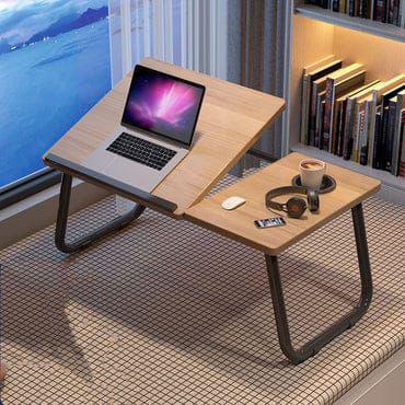 Adjustable Laptop Study table Foldable 5 Levels adjustable angle with Cup Slot Multipurpose Portable lightweight Laptop Desk Study table for Home office and Bed use with Drink slot