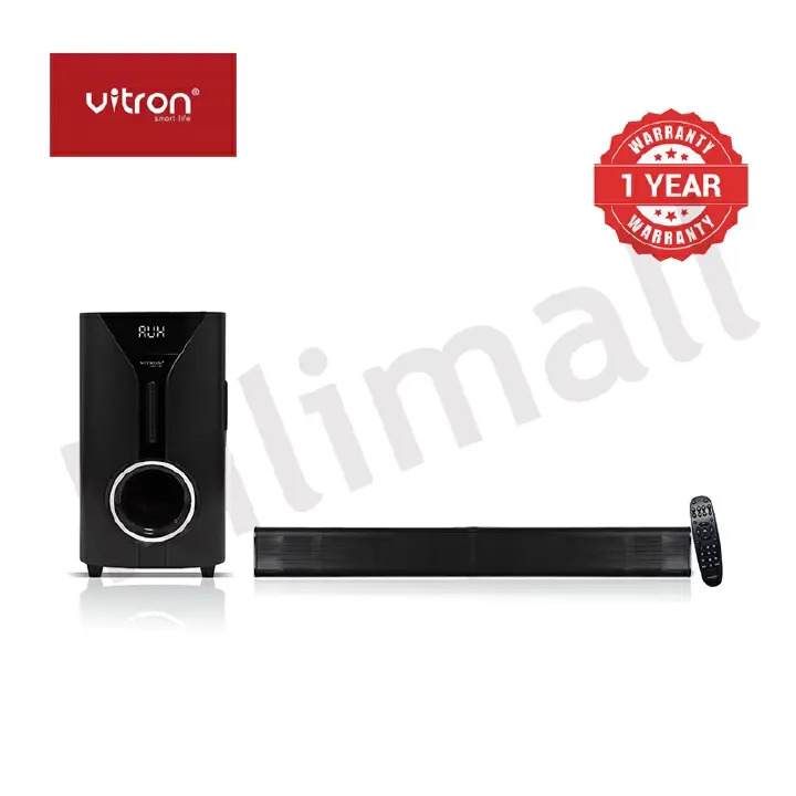 Vitron 9000W Bluetooth Soundbar 2.1CH Multimedia Woofer Speaker System V527 Subwoofer Sound Bar BT/USB/SD/FM Subwoofer Home Audilo System Soundbar with Remote Control