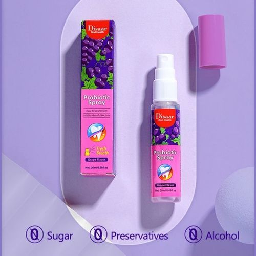 Probiotic Fresh Breath Spray Distribution Pocket Oral Spray for Instant Fresh Breath & Daily Oral Care,20ML Grape,Lemon and Mint Flavours.