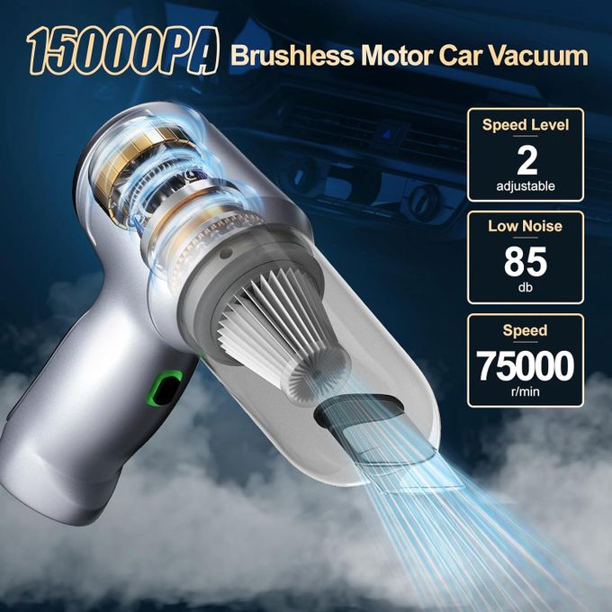 2-in-1 Wireless Car Vacuum Cleaner & Air Duster - 21000PA Suction, Portable, Rechargeable, Compact