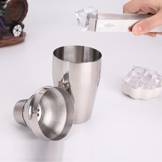 12-Piece Stainless Steel Cocktail Shaker Set with Wooden Stand - 500ml Capacity