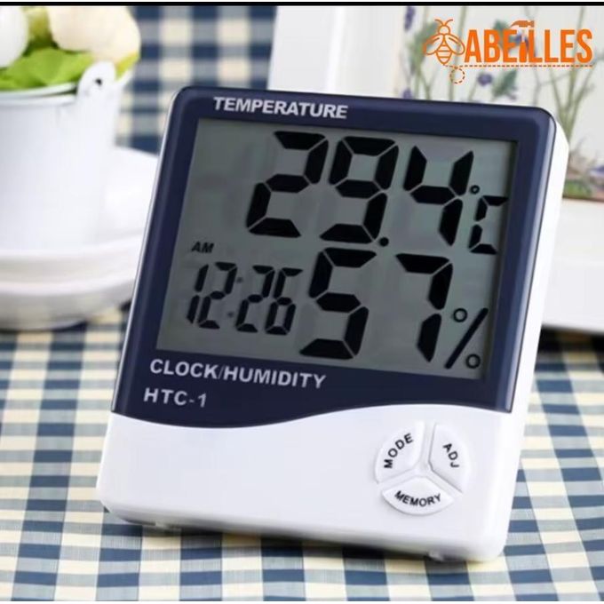Digital Indoor Outdoor Hygrometer LCD Temperature Humidity Meter with Clock Accurate Sensor Home Office Garden Weather Monitor Easy-to-Read Display Multifunctional Thermometer
