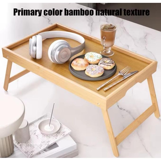 Bamboo Breakfast in Bed Tray with Foldable Legs Breakfast Tray for Sofa, Bed, Eating, Working, Used As Laptop Desk Snack