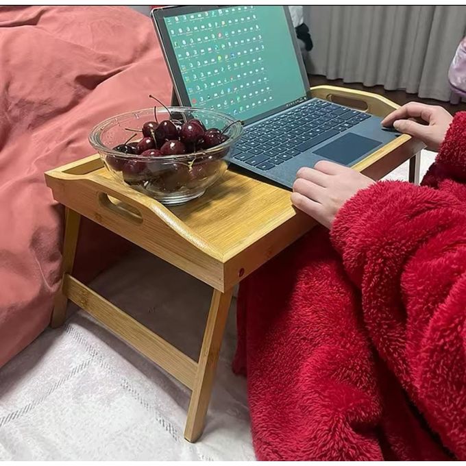 Bamboo Breakfast in Bed Tray with Foldable Legs Breakfast Tray for Sofa, Bed, Eating, Working, Used As Laptop Desk Snack