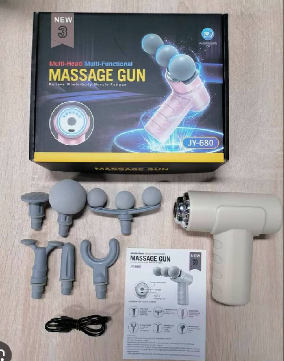 JY-680 Handheld Multi-Head Multi-Functional Massage Gun -6 heads