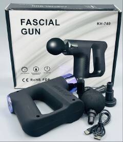 KH-740 Fascial Gun is a handheld deep-tissue percussion massager designed to relieve muscle stiffness, enhance blood flow, and accelerate post-workout recovery-4heads