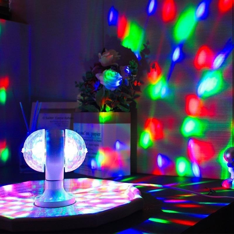 Long Life Up To 20000 Hours Ambient Light E27 6W Double-Headed LED Ball Stage RGB Light Bulb Rotating Lamp Disco Lights Suitable for Pub Lighting Christmas Birthday Party To Create Atmosphere Ambient