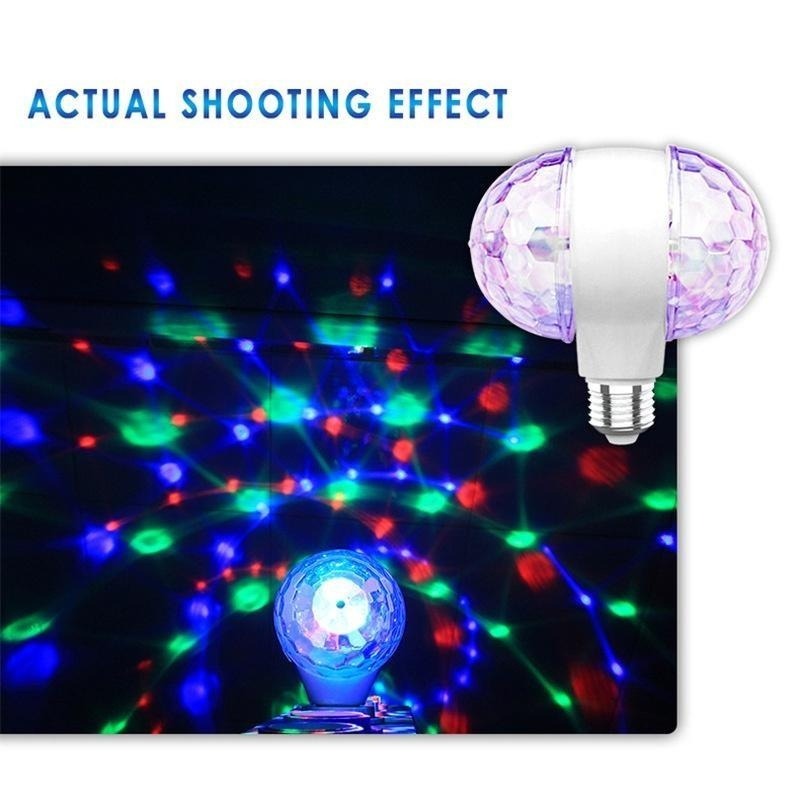 Long Life Up To 20000 Hours Ambient Light E27 6W Double-Headed LED Ball Stage RGB Light Bulb Rotating Lamp Disco Lights Suitable for Pub Lighting Christmas Birthday Party To Create Atmosphere Ambient