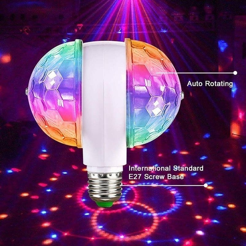 Long Life Up To 20000 Hours Ambient Light E27 6W Double-Headed LED Ball Stage RGB Light Bulb Rotating Lamp Disco Lights Suitable for Pub Lighting Christmas Birthday Party To Create Atmosphere Ambient