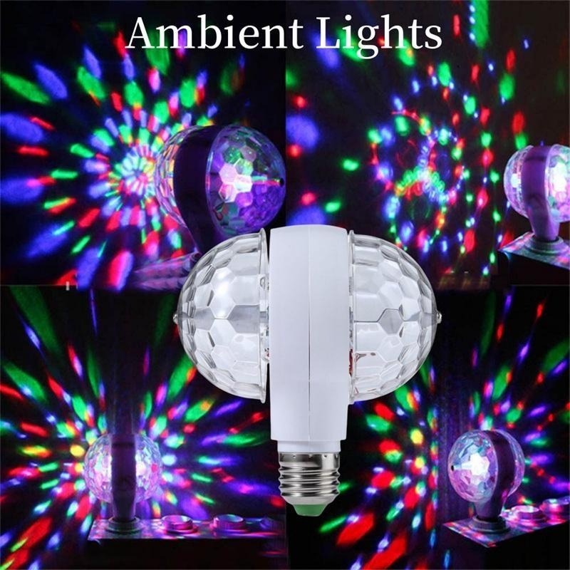Long Life Up To 20000 Hours Ambient Light E27 6W Double-Headed LED Ball Stage RGB Light Bulb Rotating Lamp Disco Lights Suitable for Pub Lighting Christmas Birthday Party To Create Atmosphere Ambient