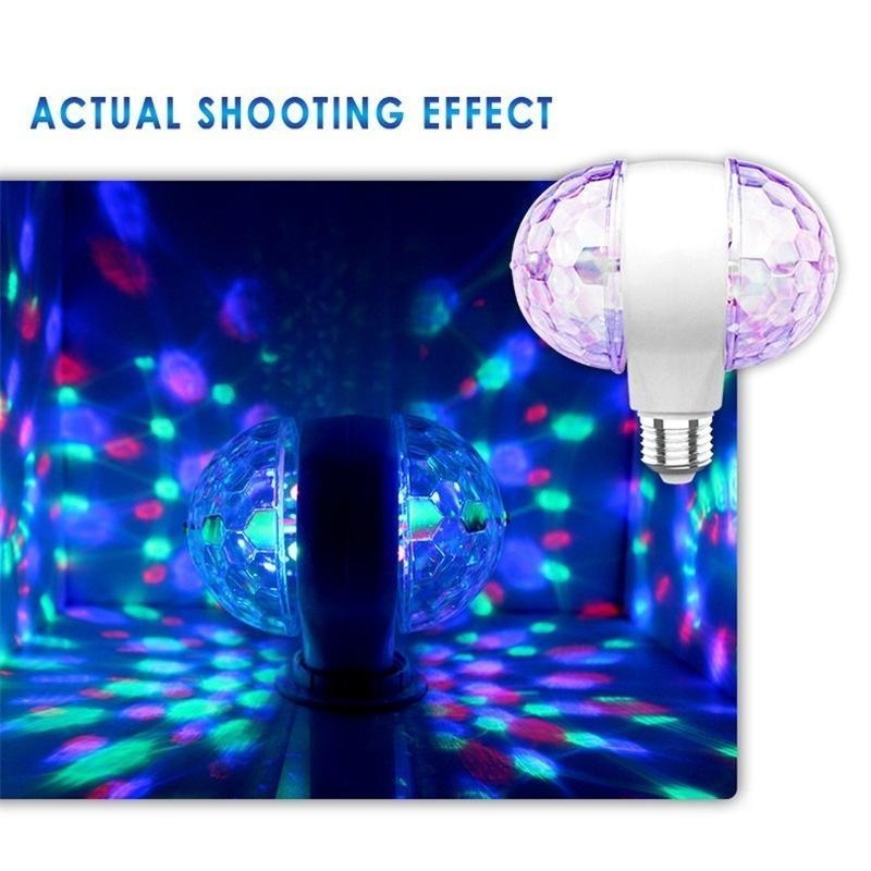 Long Life Up To 20000 Hours Ambient Light E27 6W Double-Headed LED Ball Stage RGB Light Bulb Rotating Lamp Disco Lights Suitable for Pub Lighting Christmas Birthday Party To Create Atmosphere Ambient