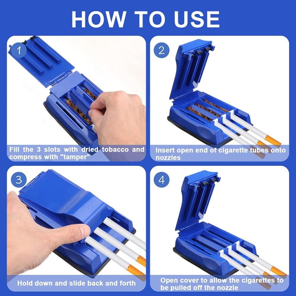 Manual three tube cigarette puller, plastic cigarette maker, multi-color creative cigarette puller, Three Tubes Manual Cigarette Roller Tube Tobacco Maker Tube Filling Machine, Rolling Tobacco