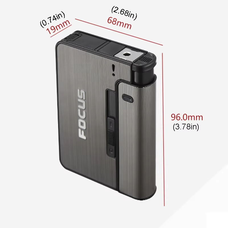 FOCUS Portable Automatic Cigarette Case Metal Cigarette Holder Box for 8pcs King Size Cigarette,Lighter Not Included,Gift for Men Dad