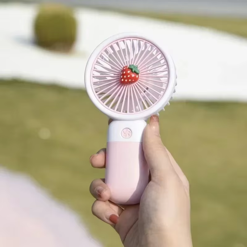 Summer Mini Fan Portable Handheld Fan Cartoon Cute Student Desktop Usb Charging Fruit Multiple Styles and Colors Fan