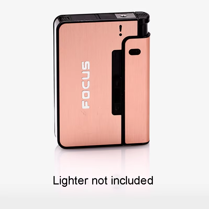 FOCUS Portable Automatic Cigarette Case Metal Cigarette Holder Box for 8pcs King Size Cigarette,Lighter Not Included,Gift for Men Dad
