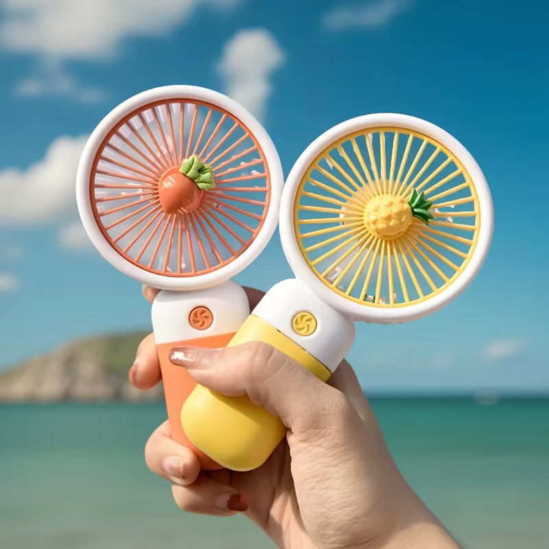 Summer Mini Fan Portable Handheld Fan Cartoon Cute Student Desktop Usb Charging Fruit Multiple Styles and Colors Fan