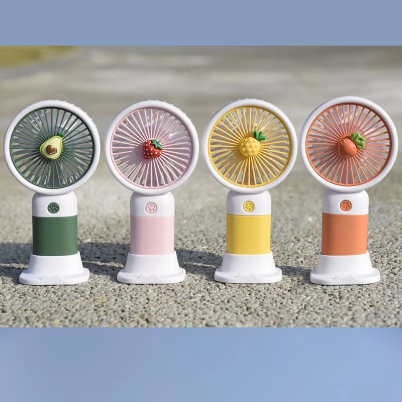 Summer Mini Fan Portable Handheld Fan Cartoon Cute Student Desktop Usb Charging Fruit Multiple Styles and Colors Fan