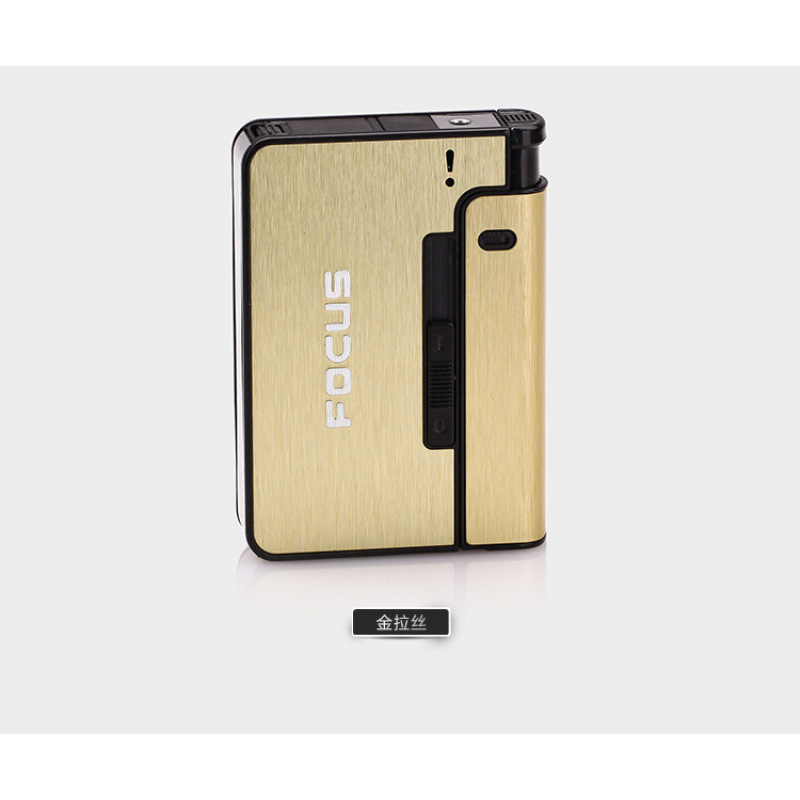 FOCUS Portable Automatic Cigarette Case Metal Cigarette Holder Box for 8pcs King Size Cigarette,Lighter Not Included,Gift for Men Dad