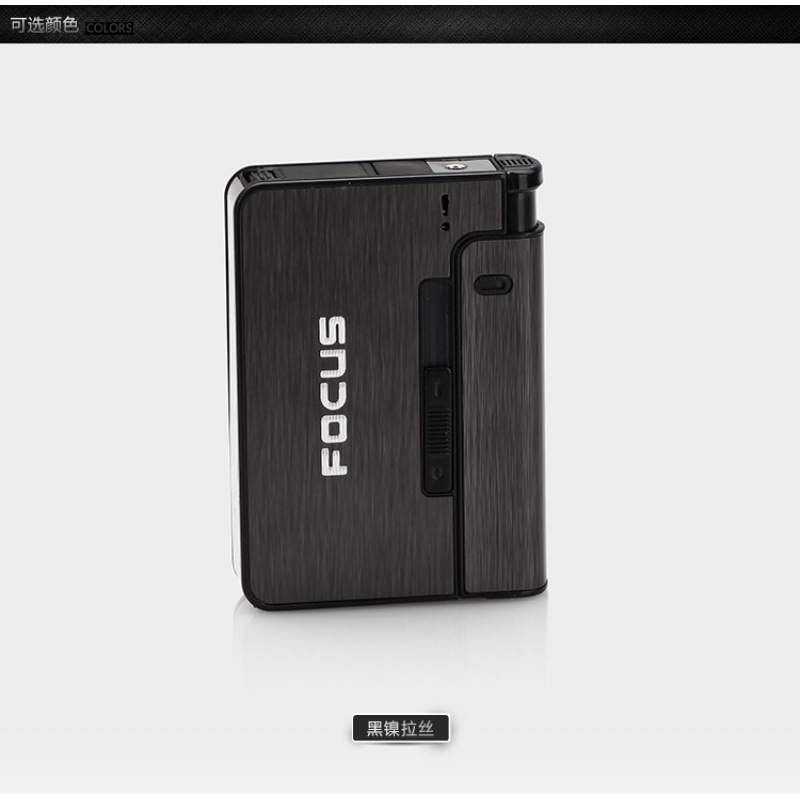 FOCUS Portable Automatic Cigarette Case Metal Cigarette Holder Box for 8pcs King Size Cigarette,Lighter Not Included,Gift for Men Dad