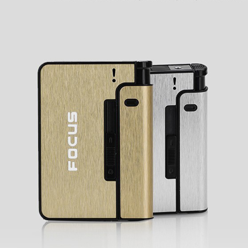 FOCUS Portable Automatic Cigarette Case Metal Cigarette Holder Box for 8pcs King Size Cigarette,Lighter Not Included,Gift for Men Dad