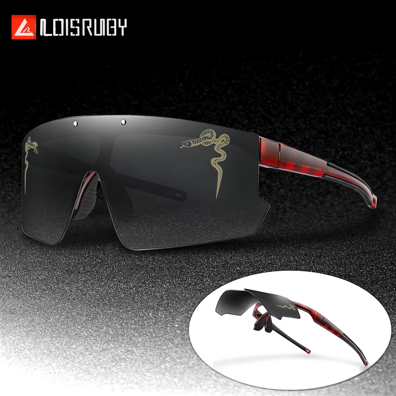 Unisex Fashion Shades Windproof Sports Flip-On UV400 MTB Goggles Sunglasses for Outdoor Cycling Running Party Men and Women