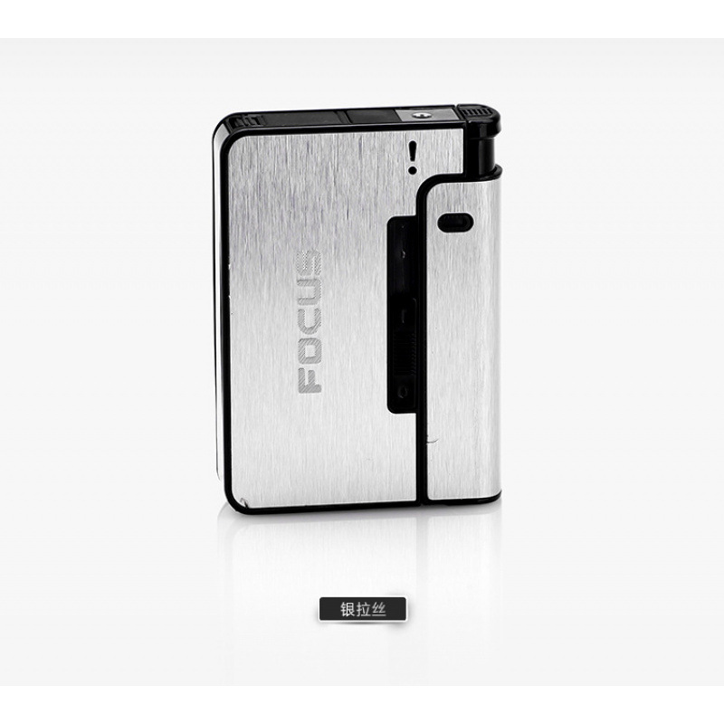 FOCUS Portable Automatic Cigarette Case Metal Cigarette Holder Box for 8pcs King Size Cigarette,Lighter Not Included,Gift for Men Dad
