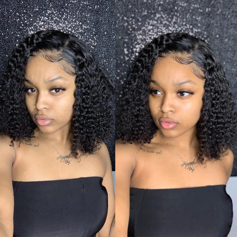 Deep Wave Bob Wig 13x4 Deep Curly Wig Human Hair 13×6 Lace Frontal Wigs 250 Density Glueless Wigs