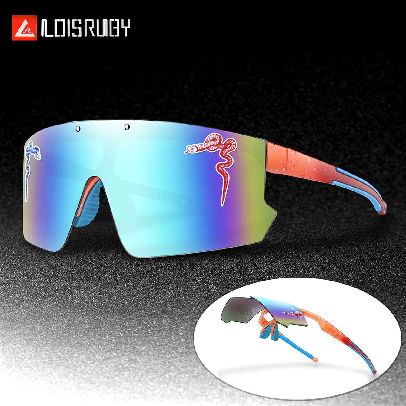 Unisex Fashion Shades Windproof Sports Flip-On UV400 MTB Goggles Sunglasses for Outdoor Cycling Running Party Men and Women