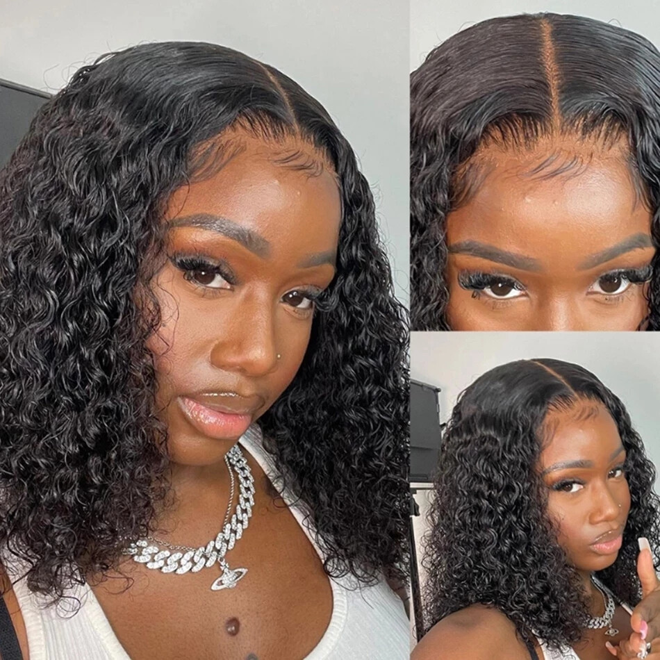 Deep Wave Bob Wig 13x4 Deep Curly Wig Human Hair 13×6 Lace Frontal Wigs 250 Density Glueless Wigs
