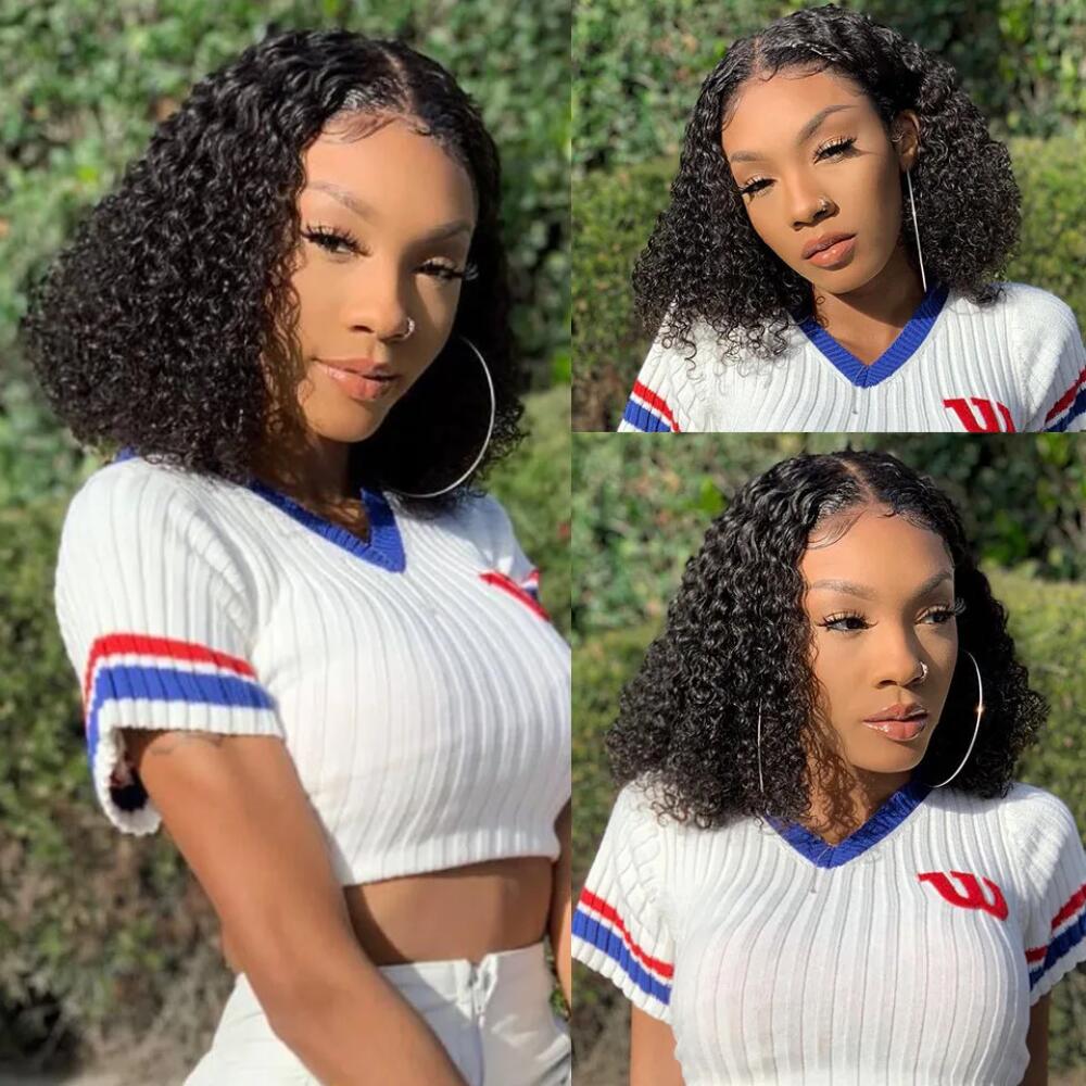 Deep Wave Bob Wig 13x4 Deep Curly Wig Human Hair 13×6 Lace Frontal Wigs 250 Density Glueless Wigs
