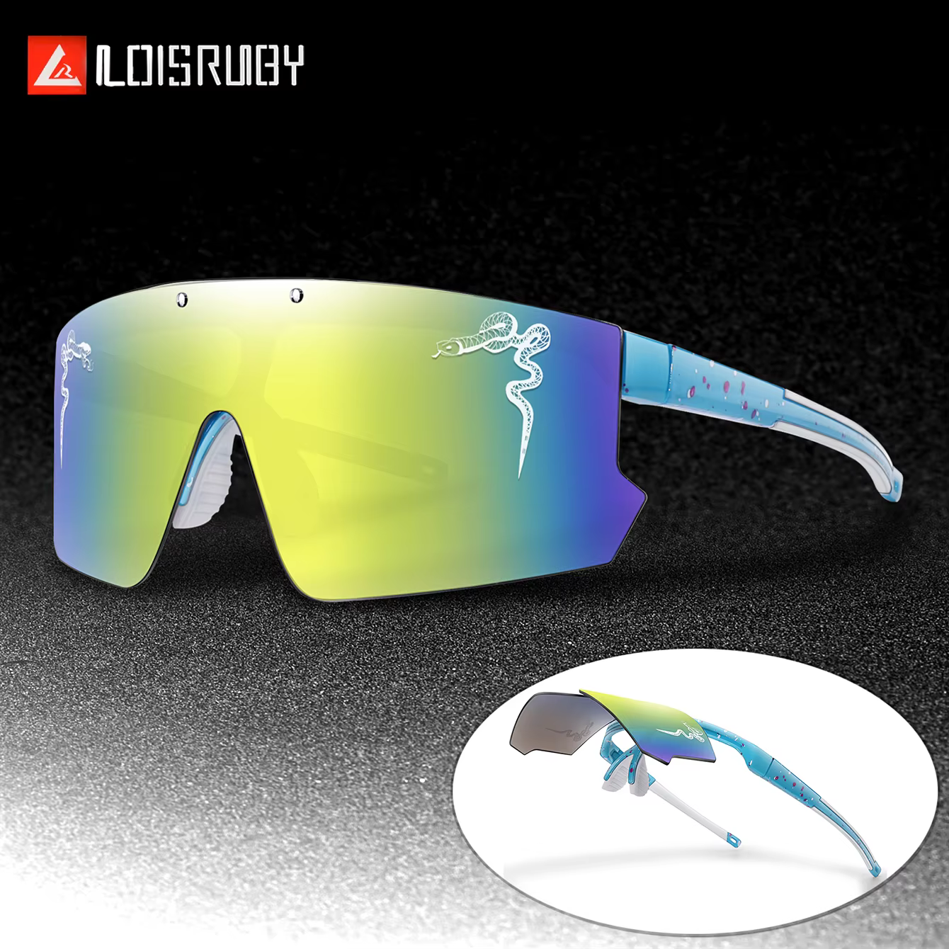 Unisex Fashion Shades Windproof Sports Flip-On UV400 MTB Goggles Sunglasses for Outdoor Cycling Running Party Men and Women