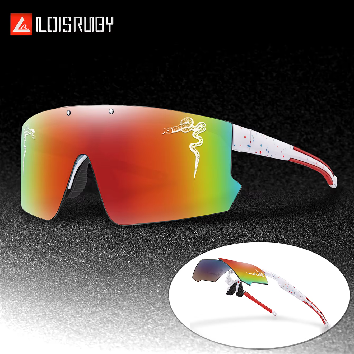Unisex Fashion Shades Windproof Sports Flip-On UV400 MTB Goggles Sunglasses for Outdoor Cycling Running Party Men and Women