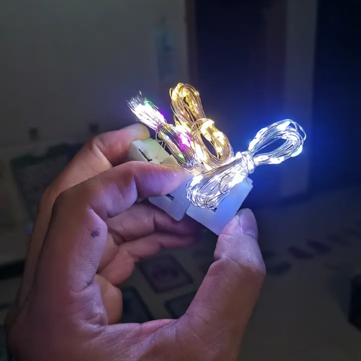1M LED copper wire lamp Christmas light string bouquet cake atmosphere small colorful lamp Halloween battery light string button