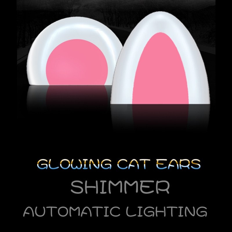 Adornment lamp cute cartoon Cat's ears (Steamed cat-ear shaped bread) decoration solar energy charging free lamp car exterior decoration modification