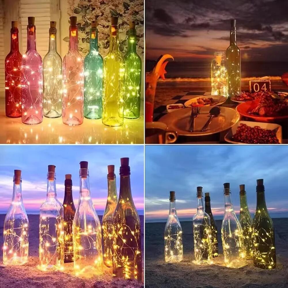 1/2/5/10 PCS 20 Led String Battery Copper Wine Bottle Cork Wire Fairy Lights Party Christmas Decoration Home Decor