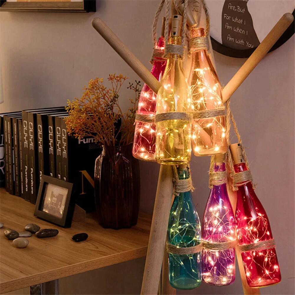1/2/5/10 PCS 20 Led String Battery Copper Wine Bottle Cork Wire Fairy Lights Party Christmas Decoration Home Decor