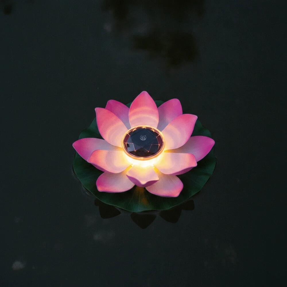 Floating Lotus Light Solar Powered Lotus Lamp with LED Light Waterproof Lotus Light Water Floating Lotus Night Lamp